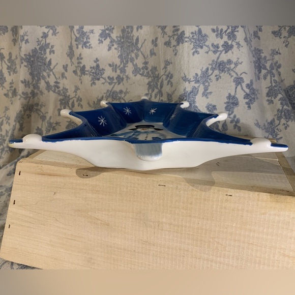 Hand Painted Ceramic Snowy Pine Tree Bowl with Snowman ND - Picture 5 of 7